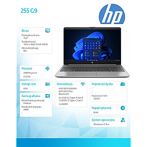 Notebook 255 G9 R5-5625U 512GB/8GB/W11P/15.6 6F2C5EA 