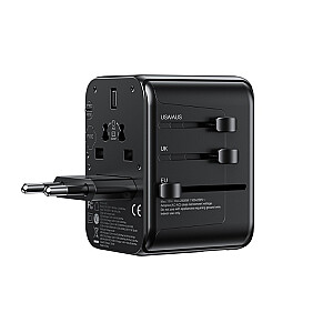 Зарядное устройство/адаптер для путешествий серии Pop Digital EU/UK/US/AU + 3x USB-C и 2x USB-A, 30 Вт, черный