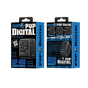 Ładowarka / Adapter podróżny Pop Digital Series  EU / UK / US / AU + 3x USB-C & 2x USB-A 30W Czarny