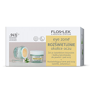 FLOSLEK SET Гель для глаз Eye Zone с очанкой и подорожником 10г + осветляющий крем для глаз очанка, витамин С 15мл