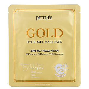 PETITFEE Gold Hydrogel Mask Pack medžiaginė veido kaukė su auksu ir ženšeniu 32g