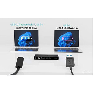 Universālais divu 4K displeju dokstacija ar barošanas palīdzību 85W + i-tec USB-C lādētājs 100W