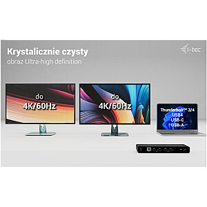 Universālais divu 4K displeju dokstacija ar barošanas palīdzību 85W + i-tec USB-C lādētājs 100W