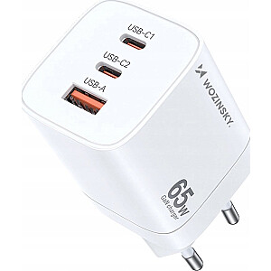 Зарядное устройство Wozinsky Wozinsky GaN 65W USB-A / 2 x USB-C - белое