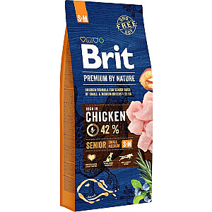 BRIT Premium by Nature Senior Small&Medium Chicken - sausas maistas šunims - 15 kg