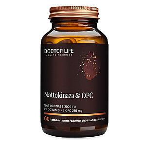 DOCTOR LIFE Nattokinase 2000 FU & OPC uztura bagātinātājs 250 mg 60 kapsulas