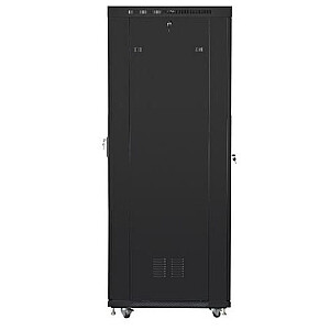 19 colių stovintis rack kabinetas 27U 800x1200 juodas perforuotas duris LCD FLAT PACK