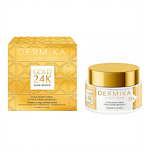 DERMIKA Luxury Gold 24K prabangus kremo eliksyras 55+ 50ml