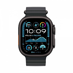 Watch Ultra 2 GPS + Cellular, 49 mm titānija korpuss melnā krāsā ar melnu Ocean siksnu