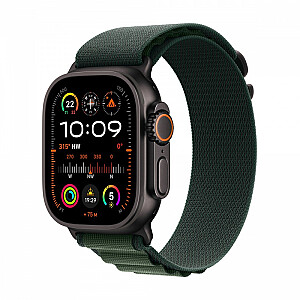 Watch Ultra 2 GPS + Cellular, 49 mm titāna korpuss melnā krāsā ar Alpine S siksnu tumši zaļā krāsā