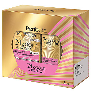 PERFECTA SET 24K Gold & Rose Oil krem na noc 80+ 50ml + krem przeciwzmarszczkowy pod oczy i na powieki 15ml