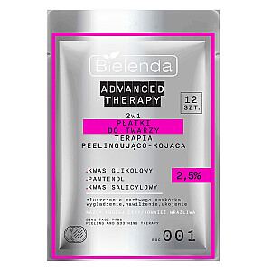 BIELENDA Advanced Therapy płatki do twarzy 2w1 terapia peelingująco-kojąca 2,5% 12szt