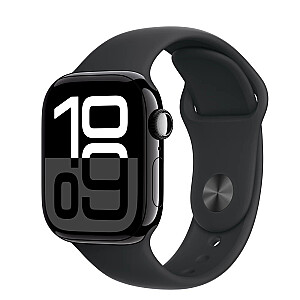 Watch Series 10 GPS + Cellular, 42 mm alumīnija korpusā oniksa krāsā ar melno sporta jostu - izmērs S/M