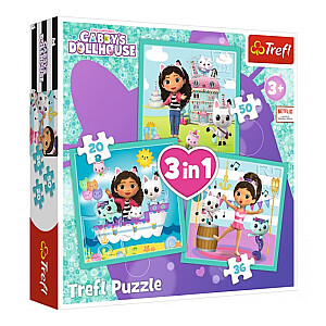 Puzlis TREFL Gabby&#039;s Dollhouse 3 in 1 (20,36,50 gb.) 3+ T34871