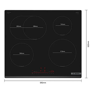 Bosch Serie 6 PIF631HB1E plīts Melna iebūvējamā 60 cm zonu indukcijas plīts 4 zonas