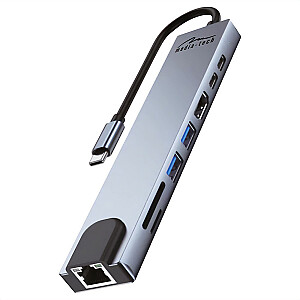 MEDIA-TECH USB HUB 8 IN 1 GIGA LAN HUB MT5046