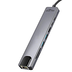 MEDIA-TECH USB HUB 8 IN 1 GIGA LAN HUB MT5046