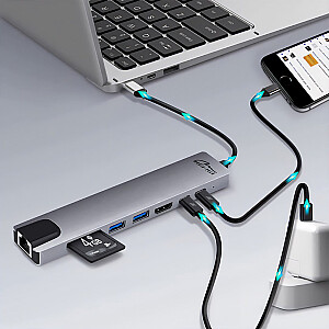 MEDIA-TECH USB HUB 8 В 1 GIGA LAN HUB MT5046