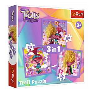 Puzlis TREFL Trolls 3 in 1 (20,36,50 gb.) 3+ T34870