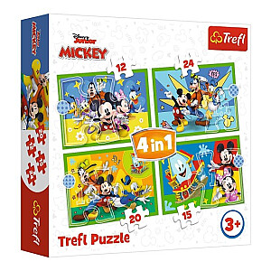 Puzlis TREFL Disney Mickey Mouse Funhouse 4 in 1 (12,15,20,24 gb.) 4+ T34616