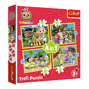 Puzlis TREFL Cocomelon Meet the characters 4 in 1 (12,15,20,24 gb.) 4+ T34647