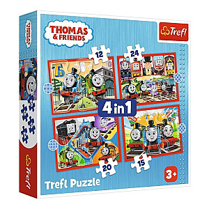 Puzlis TREFL Thomas and Friends 4 in 1 (12,15,20,24 gb.) 4+ T34619