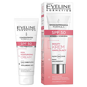 EVELINE Bogaty Krem nawilżający SPF50 + Kwas Hialuronowy do cery normalnej i suchej 30ml