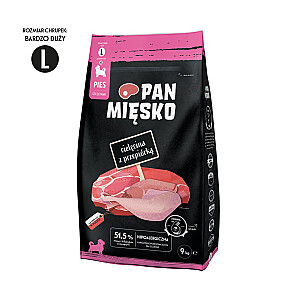 PAN MIĘSKO veršiena su stručiu L - sausa maisto produktas šuniukams - 9kg