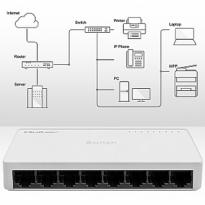 SWITCH tīklu slēdzis 8 x RJ45 ports | 100Mbps | Ātrais Ethernet | LAN