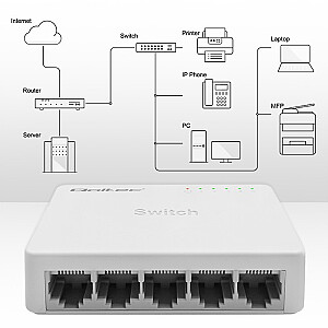 SWITCH tīkla slēdzis 5 x RJ45 ports | 1000Mbps | Ātrais Ethernets | LAN 