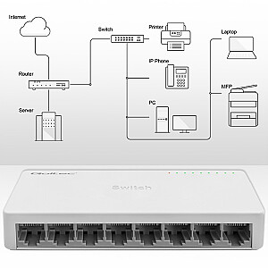 SWITCH tīkla slēdzis 8 x RJ45 ports | 1000Mbps | Ātrais Ethernet | LAN