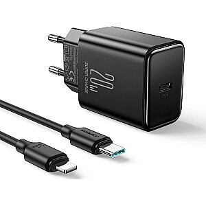 Joyroom įkroviklis Joyroom JR-TCF06 USB-C 20W PD sieninis įkroviklis + USB-C/Lightning laidas juodas