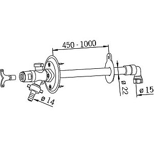 Dārza krāns neaizsalstošs 450-1000mm sienai