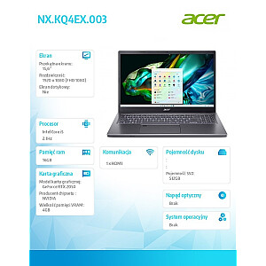 Laptop Aspire 5 A515-58GM-588E I5-13420H 15.6 FHD IPS 16GB 512GB SSD RTX 2050 4GB DOS