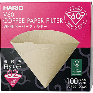 Hario papīra filtri Misarashi brūni - V60-02 - Kaste ar 100 gabaliem