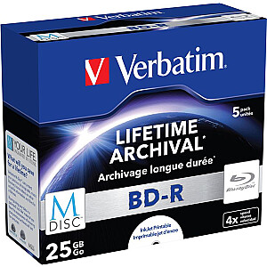 Verbatim BD-R 25 GB 4x 5 gadi (43823)