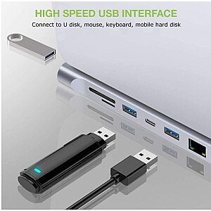 USB-C dokavimo stotis nešiojamam kompiuteriui HDMI/DP/VGA/USB-A/RJ45/SD/USB-C PD