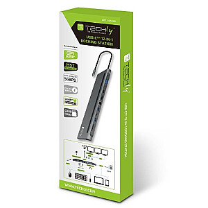 USB-C dokavimo stotis nešiojamam kompiuteriui HDMI/DP/VGA/USB-A/RJ45/SD/USB-C PD