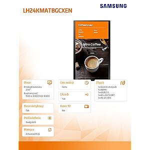 Profesionālais monitors KIOSK KM24A/Tizen 24 collas matēts, skārienjūtīgs 16h/7 250(cd/m2) 1920x1080(FHD) S6 Player 3 gadi d2d (LH24KMATBGCXEN)
