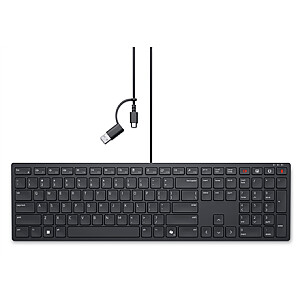 Dell | Collaboration Keyboard | KB525C | Клавиатура | Проводная | Украинская (QWERTY) | Черная | USB-C