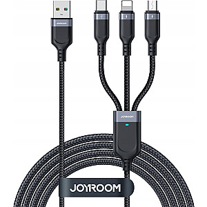 Joyroom USB-A - USB-C + microUSB + Lightning 1.2 m Juodas (JYR842)