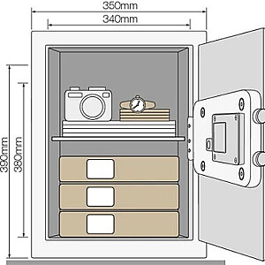 Yale YSV/390/DB2 biroja seifs 40 l tērauds melns