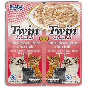 INABA CAT Двойной тунец с курицей в бульоне – лакомство для кошек – 2x40g