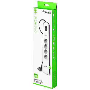 Belkin BSV401CA2M apsaugos nuo perkrovos juodas, baltas 4 AC lizdai 2 m