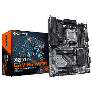 GIGABYTE X870 GAMING WIFI6 mātesplate - atbalsta AMD Ryzen 9000 CPU, 8+2+2 fāzes VRM, līdz 8000MHz DDR5 (OC), 1xPCIe 5.0 + 2xPCIe 4.0, Wi-Fi 6, 2.5GbE LAN, USB 4