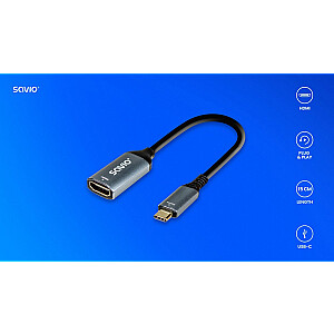 USB-C (M) - HDMI (F) адаптер, 4K, 60Hz, алюминий, AK-78