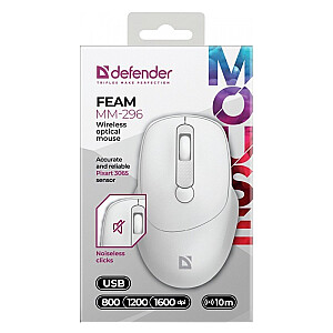 Беспроводная мышь тихий клик FEAM MM-296 RF 1600 DPI Белая