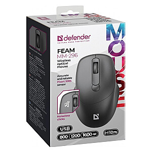 Беспроводная мышь тихий клик FEAM MM-296 RF 1600 DPI Черный