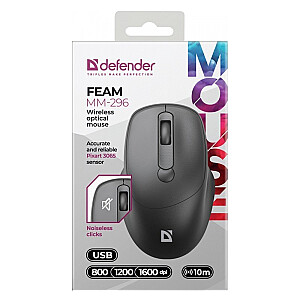 Беспроводная мышь тихий клик FEAM MM-296 RF 1600 DPI Черный