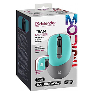 Беспроводная мышь тихий клик FEAM MM-296 RF 1600 DPI Мятный